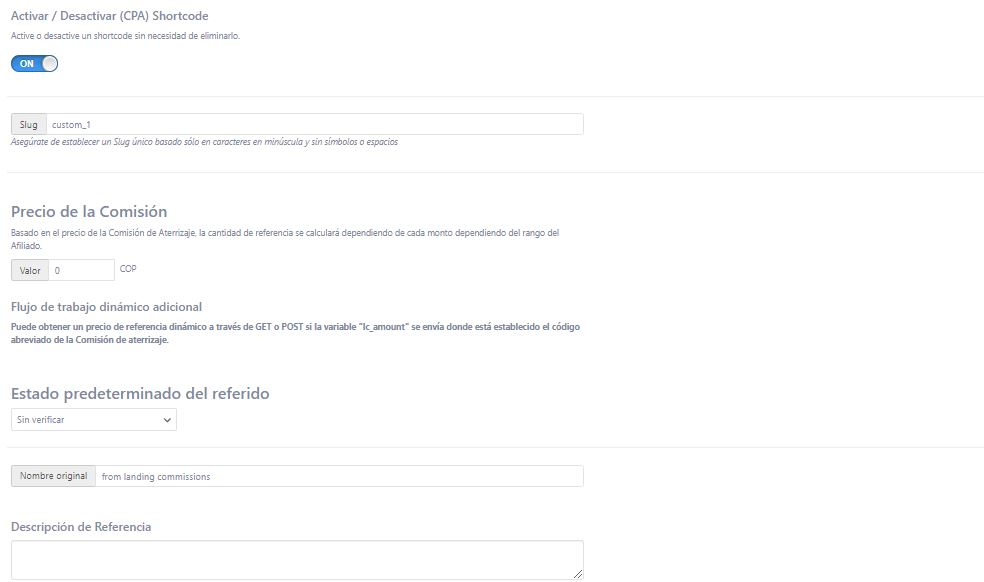 Activación comisiones