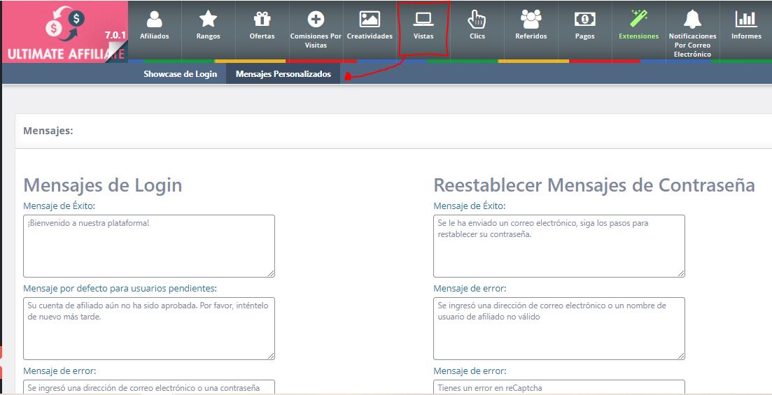 Mensajes personalizados