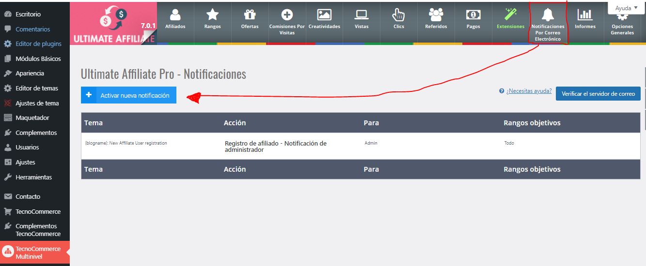 Notificaciones por correo