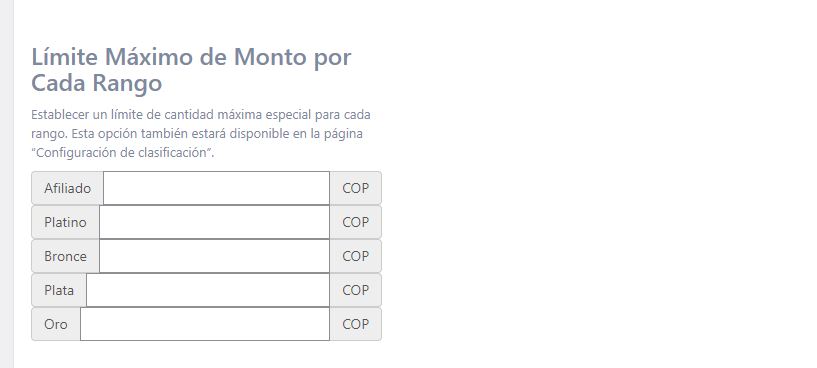 cantidad maxima por rango