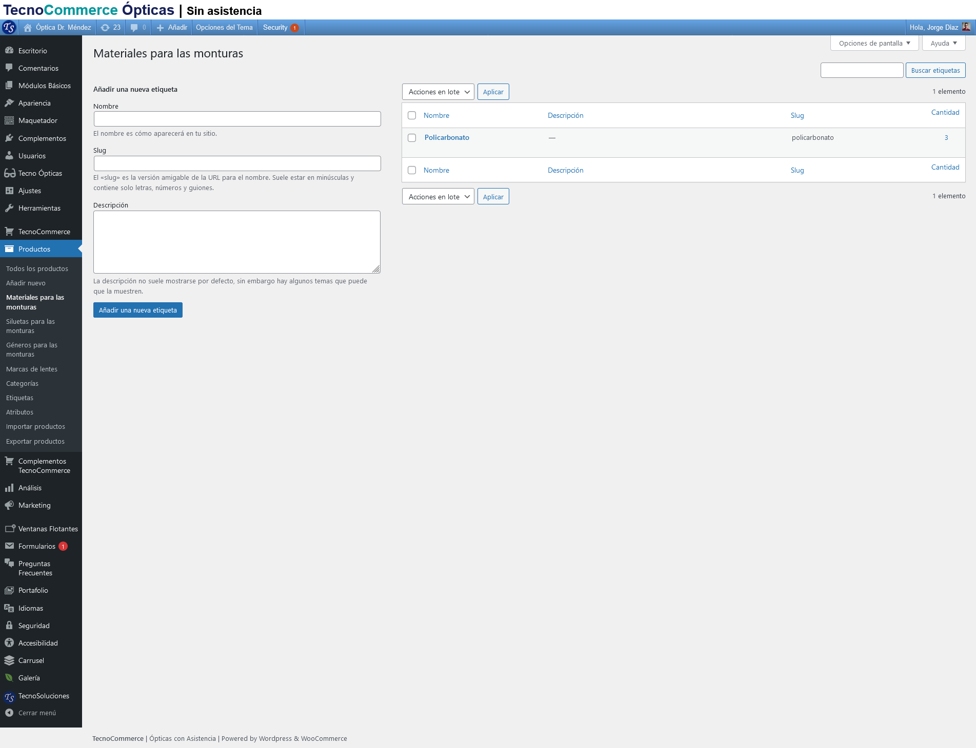 Módulo TecnoCommerce Ópticas