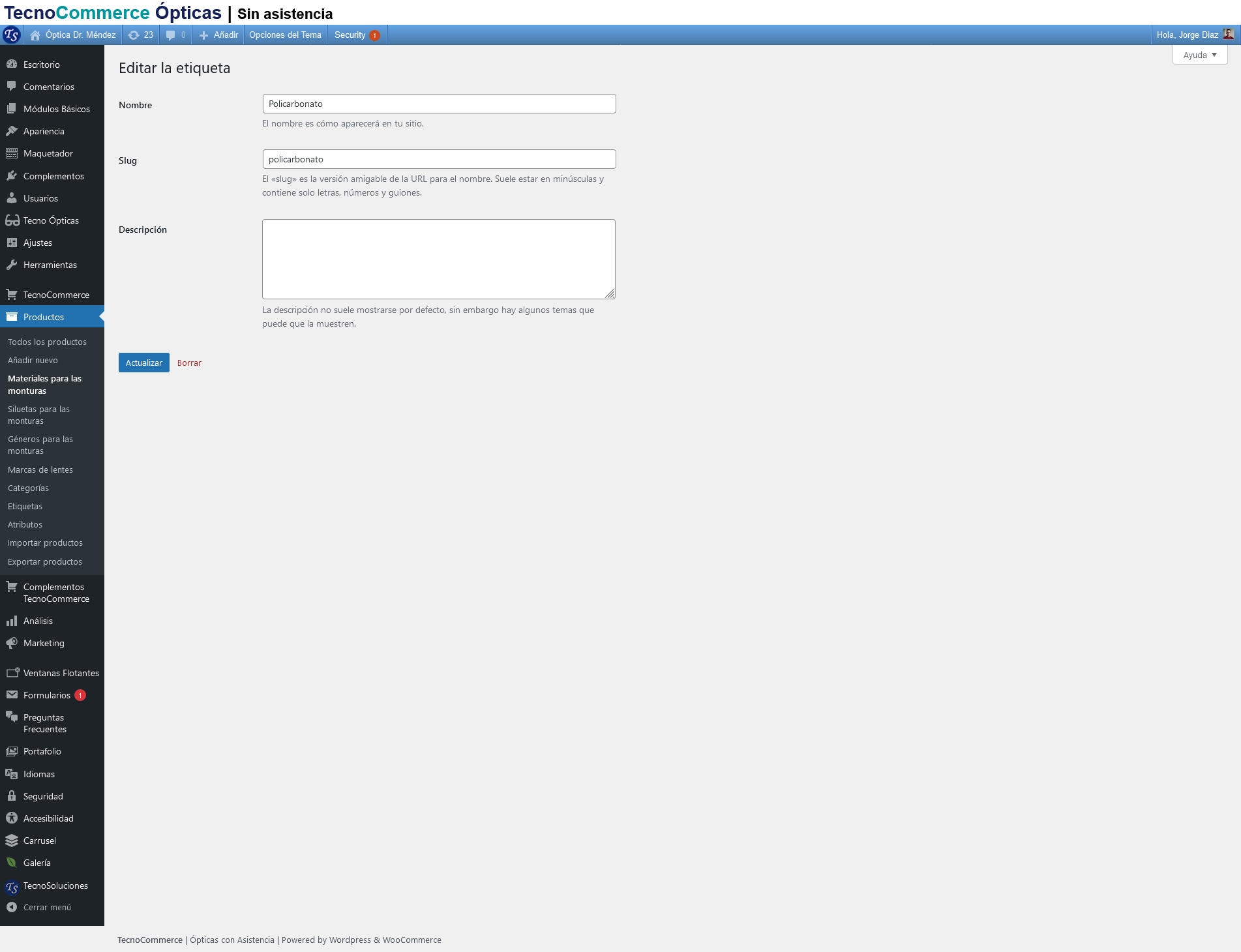 Módulo TecnoCommerce Ópticas