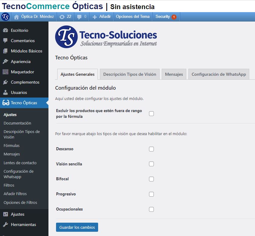 Módulo TecnoCommerce Ópticas