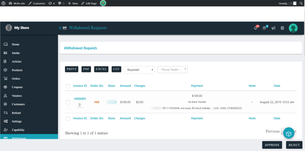 5.5.1 Solicitudes de retiro – Proveedor